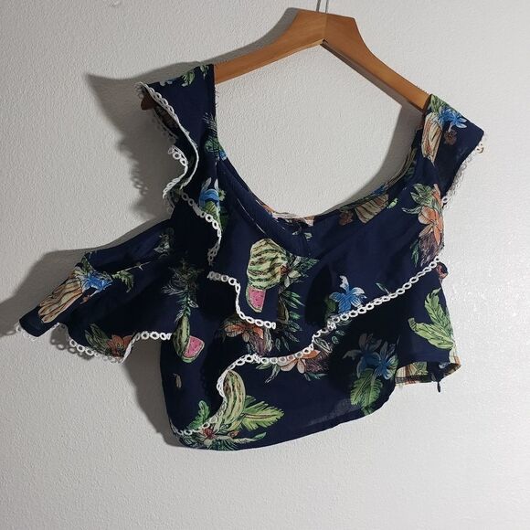 ASOS Tops - Tropical ruffle crop top